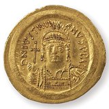 Византийн эзэн хаан Юстиниан I (527–565) -ы дүрст зоос