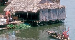 Floating houses in South-East Asia