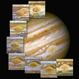 The change of Jupiter's Great Red Spot over seven years in a series of images