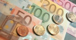 Euro banknotes and coins