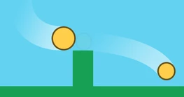 Horizontal projection of a ball knocked by a pendulum.